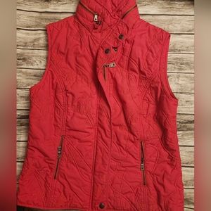 Blue Willi Pink Quilted Vest Womens XL Navy Stripes Full Zip Pockets Casual NWT.